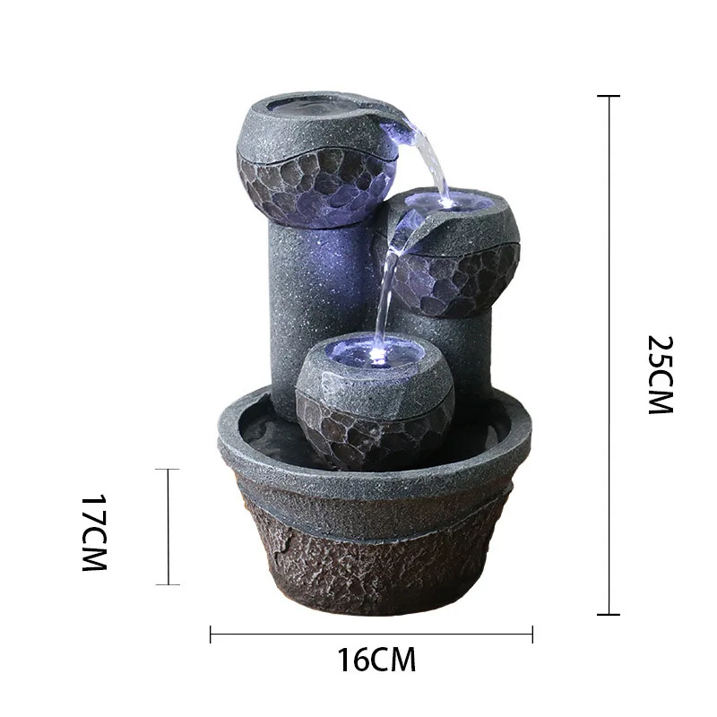 Indoor Electric Tabletop Fountain with LED Lights Decorative Tiered Waterfall Design Quiet and Soothing Water Sound Home Decor