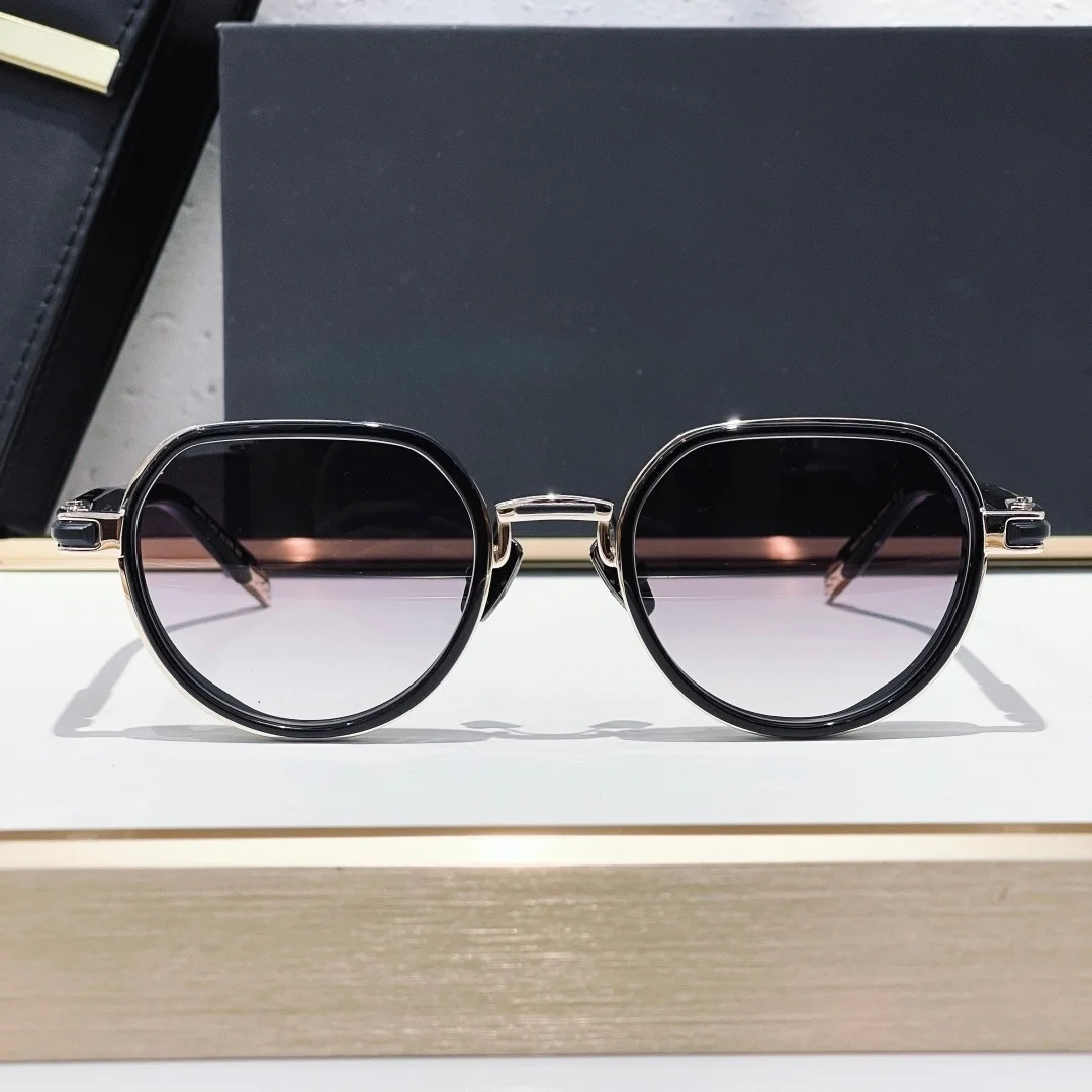 ANYA Sunglasses Man Woman, Retro Round Panto Acetate Metal Frame Gradient Purple Lens UV400 Protection Unisex Fashion Eyewear