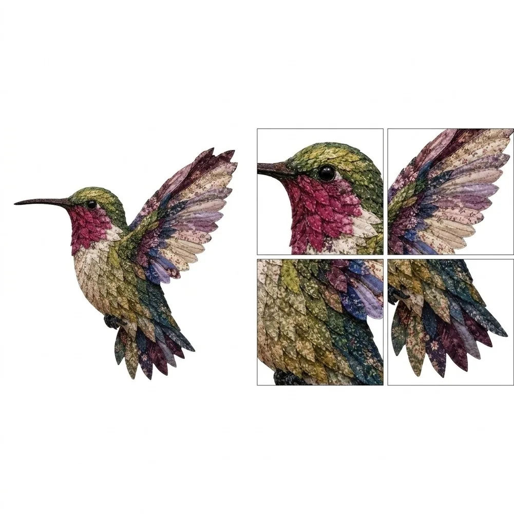 Patchwork Bird Art Project for kit Featuring Multi-Layer Fabric Construction and Embroidery Techniques for Crafters of All