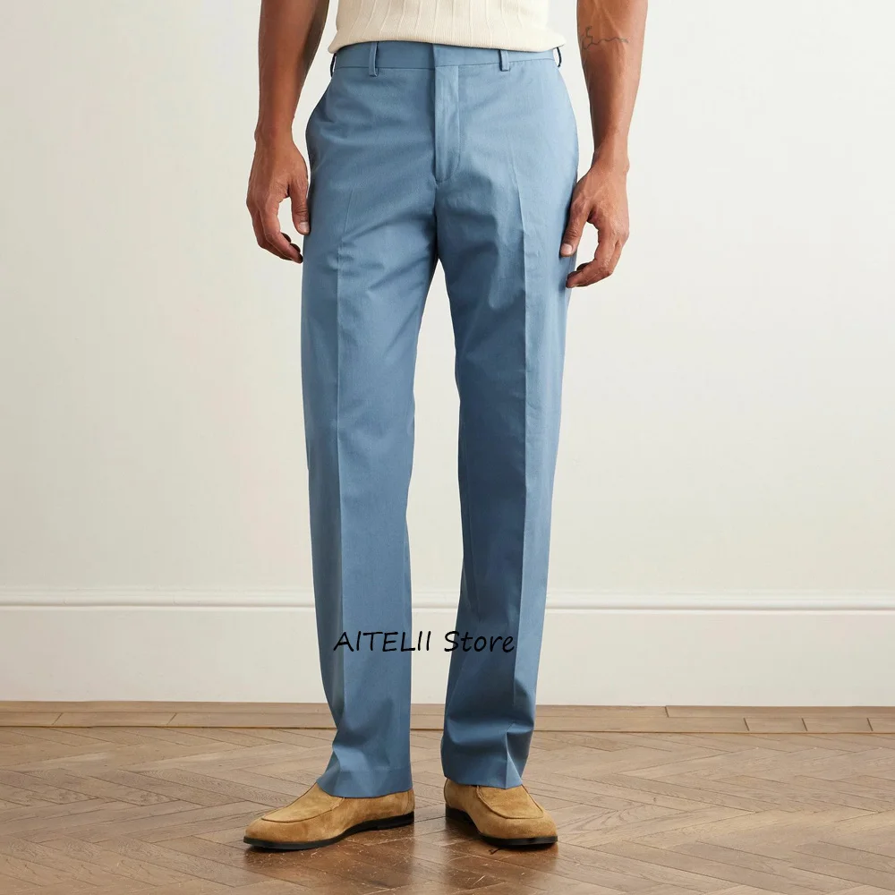 

Straight Leg Work Pants Men's Solid Color Trouser for Man Trousers Smart Casual Polyester Tailoring Classic Clothing