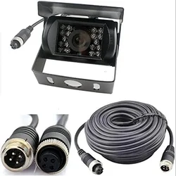 4Pin 18 LED IR Night Vision CCD Car Rear View Parking Reverse Camera 10M 4 Pin Connector Extension Cable for 12V/24V Bus Truck