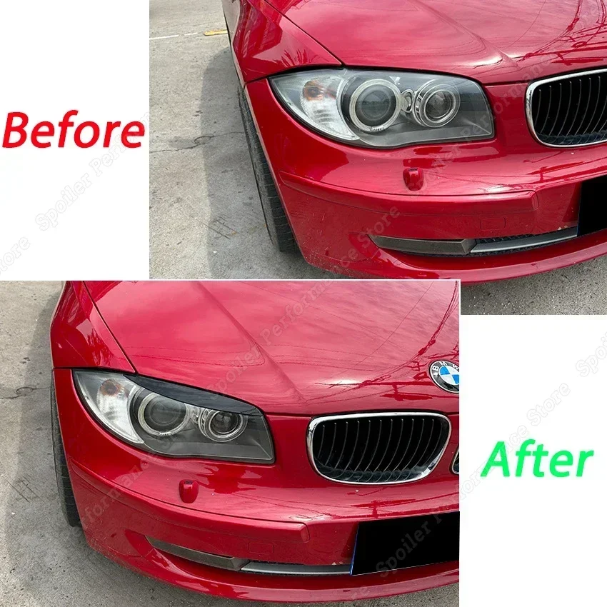 Gloss Black Car Front Headlight Eyebrows Eyelid Lids Body Kits Sticker Trim for BMW 1 Series E81 E82 E87 E88 2004-2014 Tuning