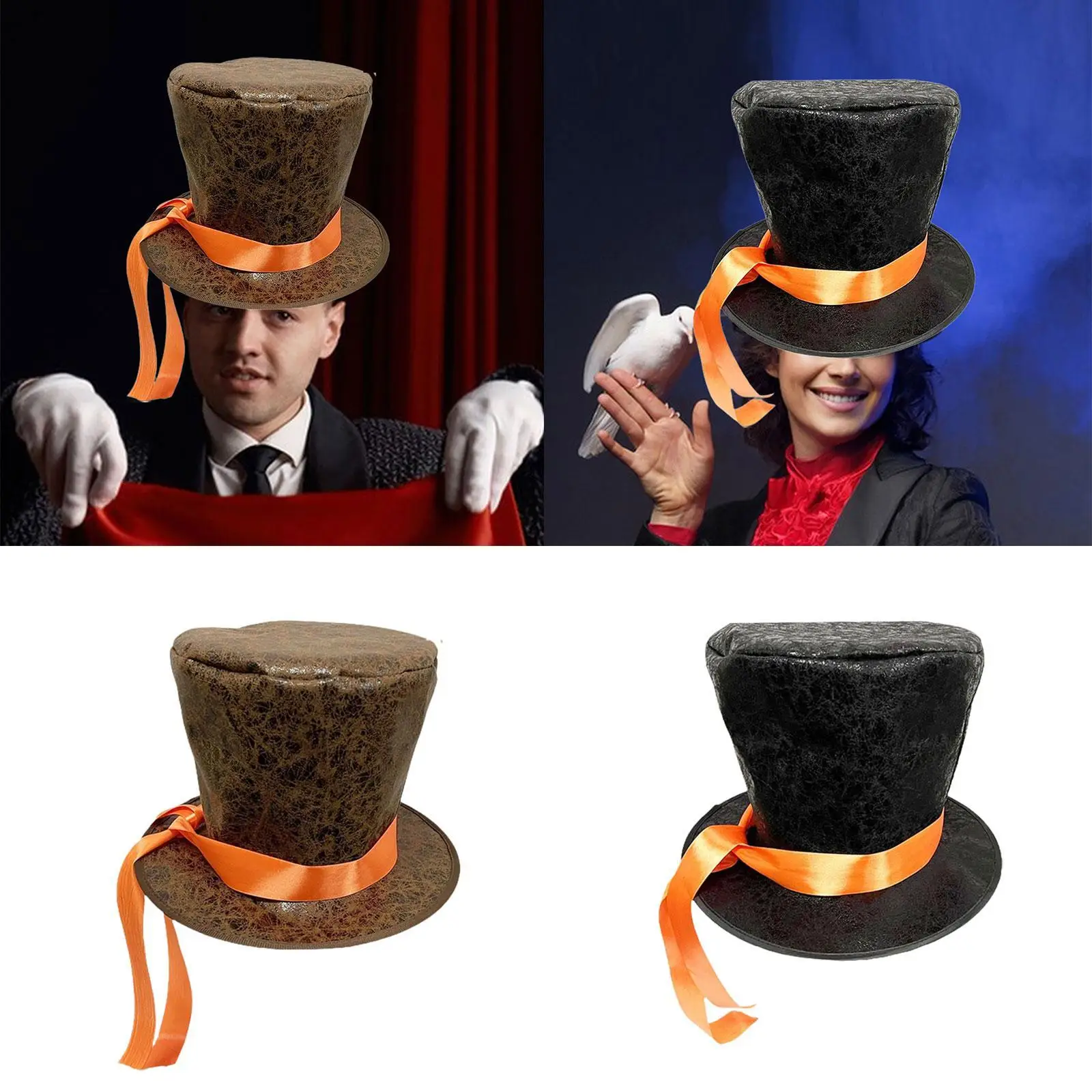 

Цилиндр Костюм Шляпа Одеваются Ретро Подарки Волшебная шляпа Ковбойская шляпа Головные уборы для Хэллоуина Фестиваль Сценическое представление Необычные платья