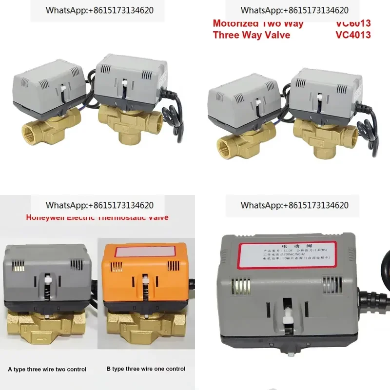 1pcs 1/2 3/4 1 Inch Motorized Two Way Three Way Valve Brass DN15 DN20 DN25 Fan Coil HVAC Valve AC220V