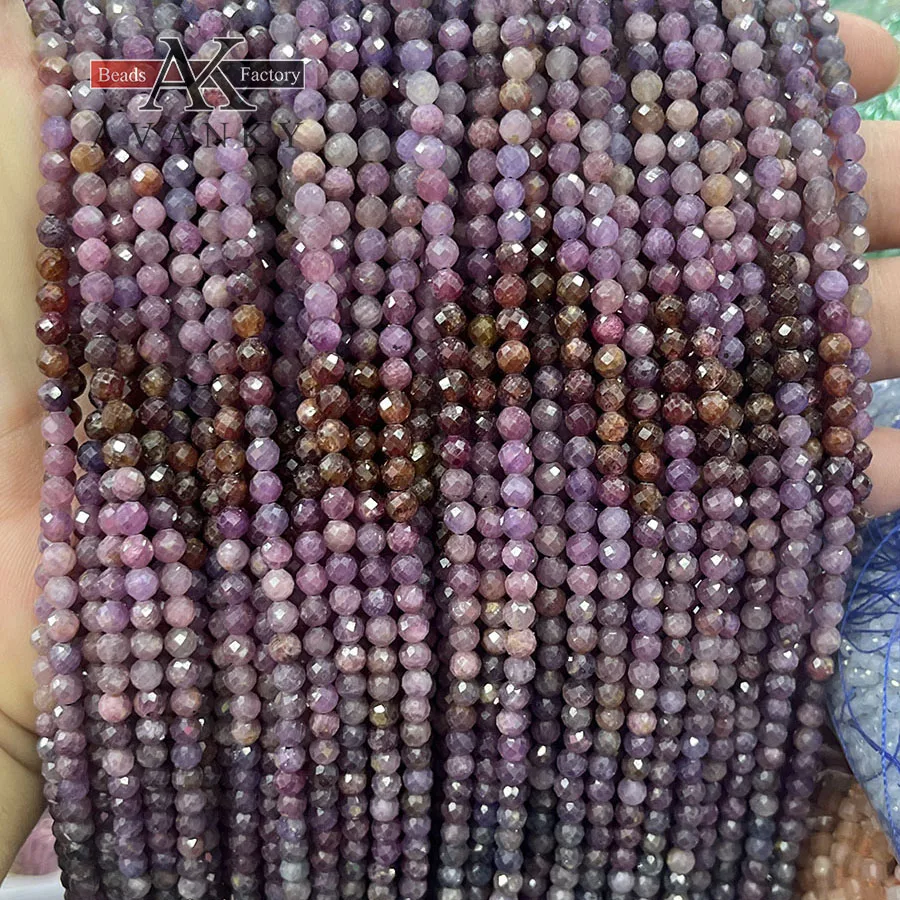 Natural Colored Gemstones Round Beads Section Faceted Shape for Jewelry Making DIY Necklace Bracelet Accessory15''4mm