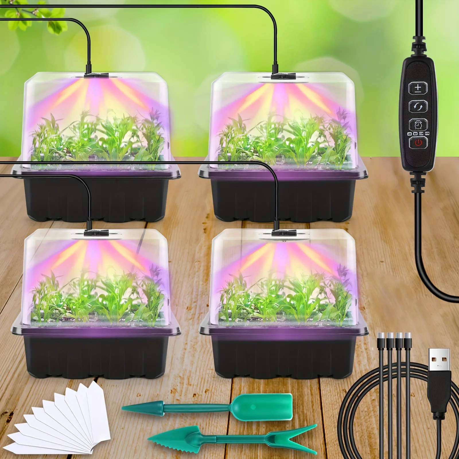 

Стартовые лотки для семян растений с подсветкой для выращивания растений, 12 отверстий на лоток, детские горшки, светильники для домашних растений, теплицы, лотки для выращивания