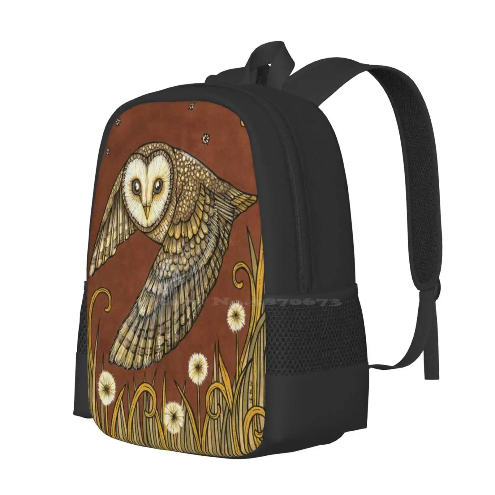 Silent Wings Hot Sale Backpack Fashion Bags Owl Anita Inverarity Barn Brown Cream Bird Wildlife British Night