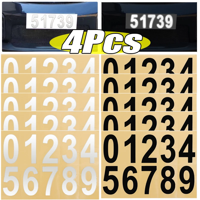 Pegatinas reflectantes para números de matrícula, pegatinas digitales para coche, pasta impermeable, películas Nano invisibles, número reflectante nocturno para coche