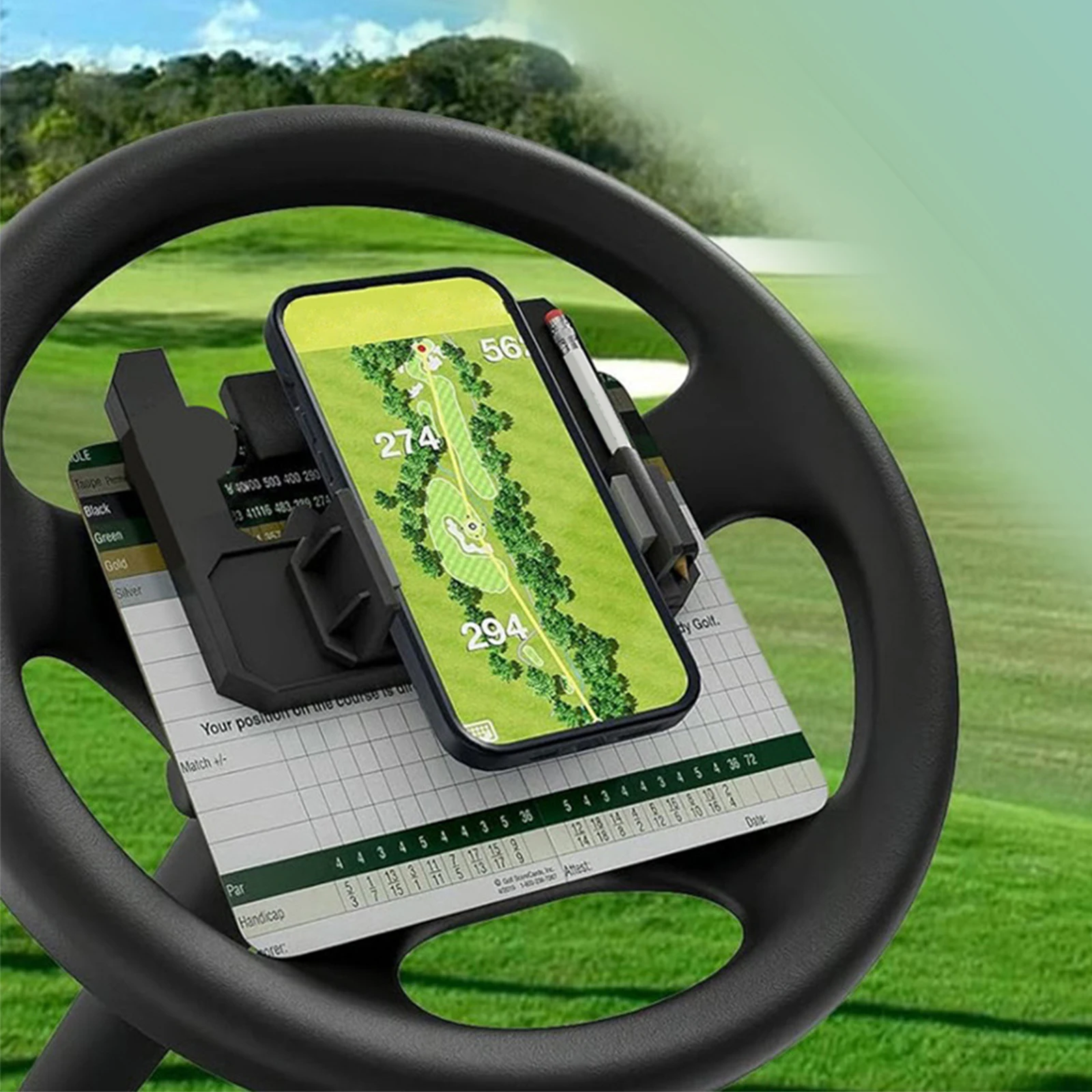 Flip Up Golf Cart Phone Holder Wide 3.15in-4.72in Universal Cell Phone Mount Non-Slip Phone Caddy Essentials Gift for Men Women
