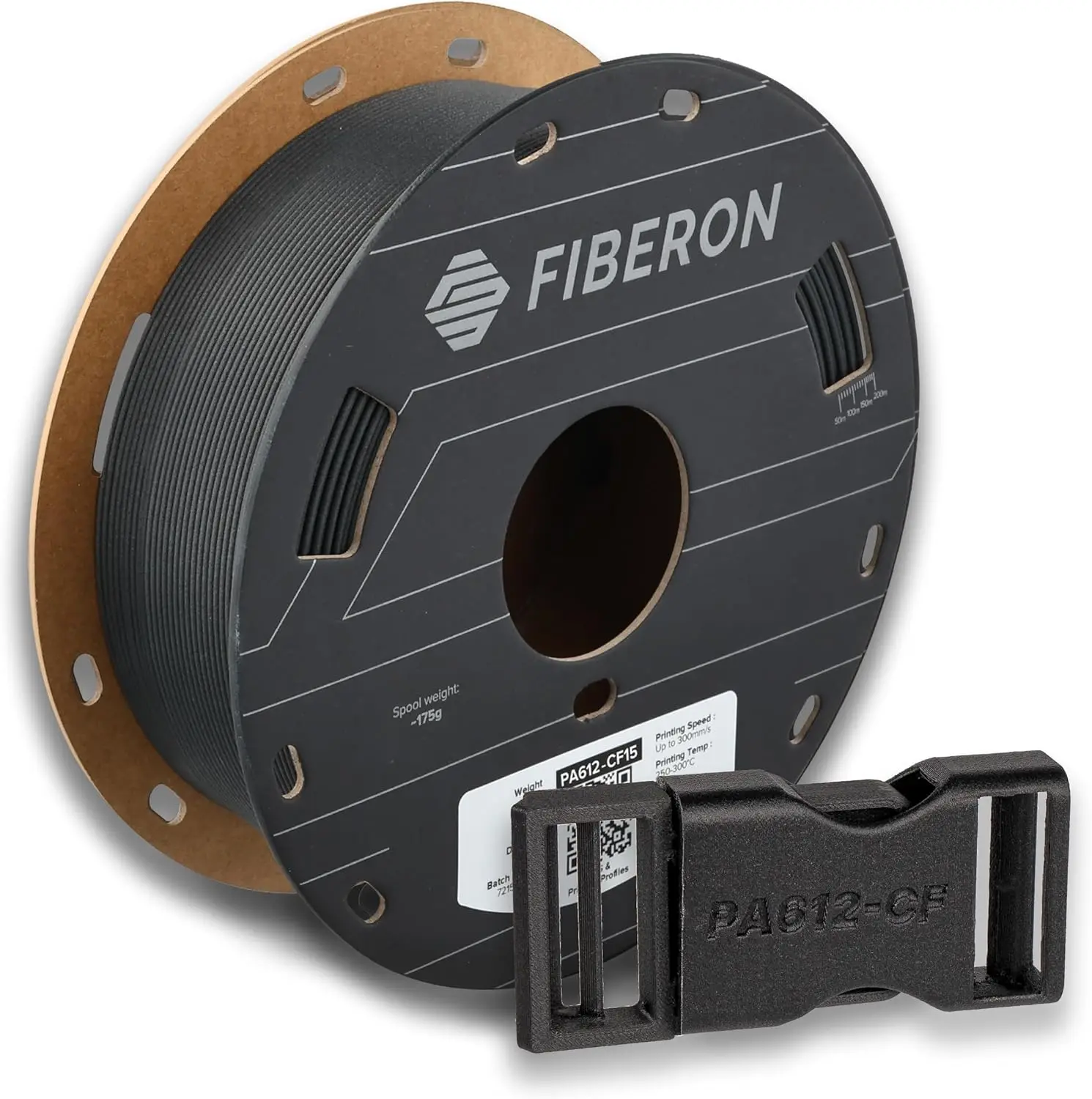 

Polymaker Fiberon PA612-CF15 Carbon Fiber Nylon Filament 1.75mm Black 0.5kg, Strong & Low Moisture Sensitive Nylon