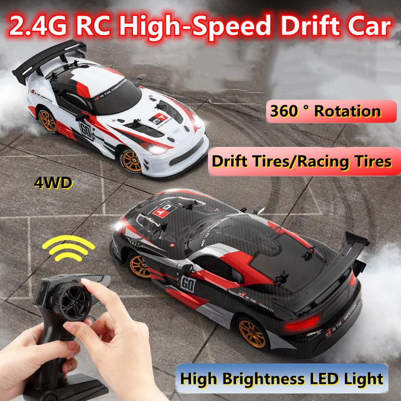 Championships High Speed 25KM/H Racing Drift RC Car Kids Toy 4WD 360 ° rotate LED Light Dual Set Tire Sport Remote Control Car