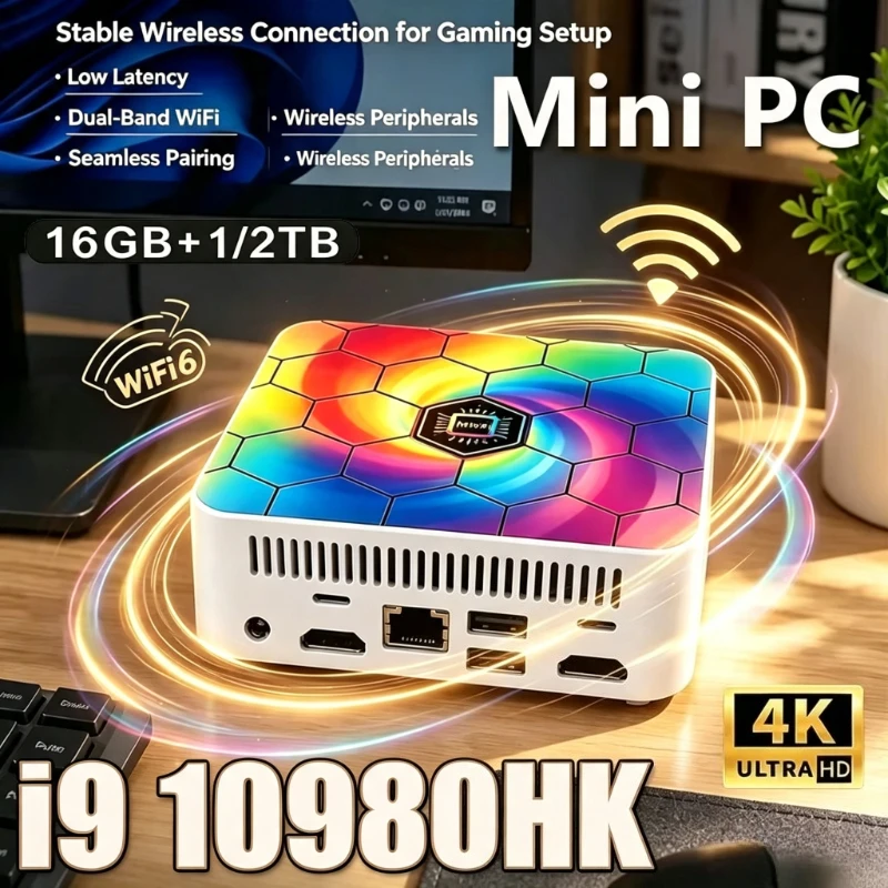 Slim Mini‑Form‑Factor Pc Core i9‑10980HK Windows11,16GB RAM 1/2TB SSD WiFi6 BT5.2 Great for Household and Professional Office