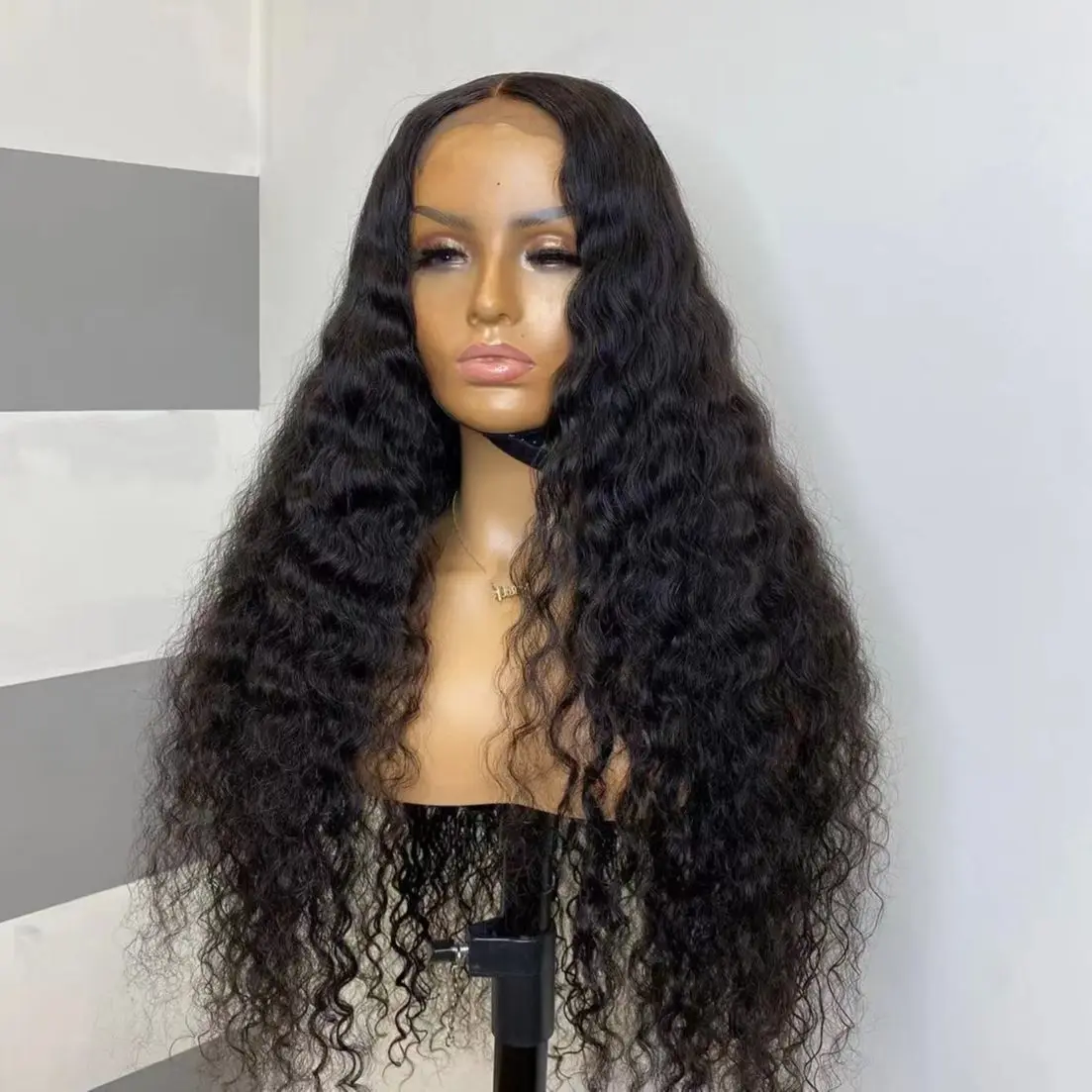 

26Inch Long Natural Black Soft Preplucked 180Density Lace Front Wigs For Women Kinky Curly With Baby Hair Glueless Good Texture