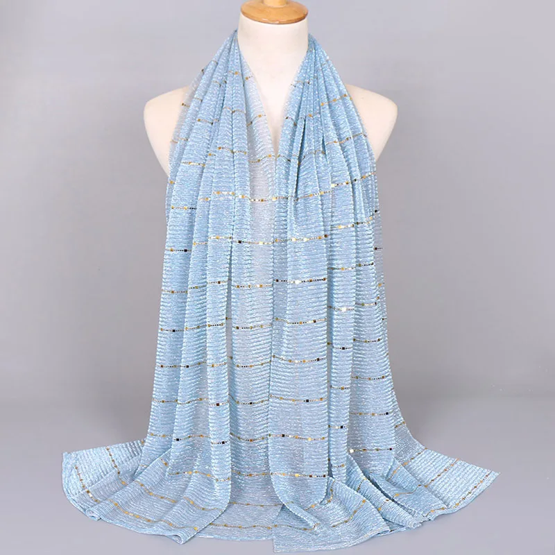 Summer Women Scarf New Lady Solid Color Sequin Thin Scarves Soft Sweatcloth Towel Shawl Foulard Autumn Warm Female Wrap Shawls