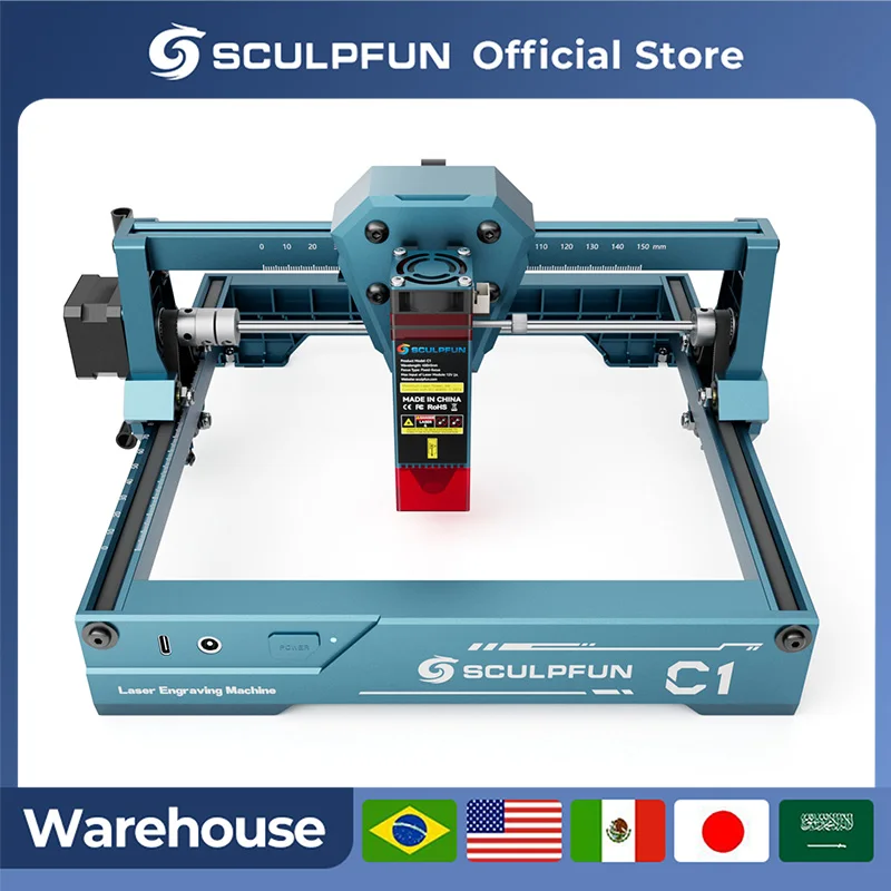 Sculpfun 3W Portable Laser Engraving Machine Ultra-Fine Spot 150x130mm Engraving Area Compact Desktop Engraver for DIY Craf C1