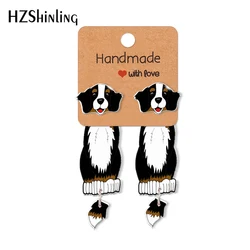 2023 New Cartoon Bernese Mountain Dog Acrylic Stud Clip Earrings Stud Earrings Resin Epoxys Ear Jewelry