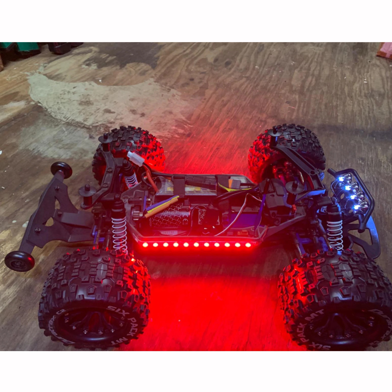 2 Stück 1/10 RC Auto Zubehör Drift Car LED Chassis-Lichtlampen für 1/10 1/8 RC Auto Drift Crawler Buggy - (Farbe: Blau/Rot/Weiß) – Detail 7