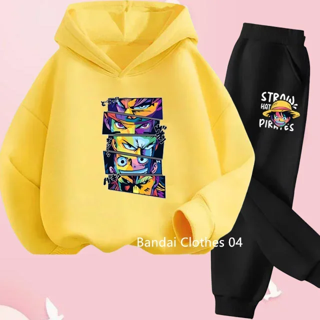 2025 Jersey para niños Conjuntos de sudadera con capucha de una pieza para niños Sudadera de Luffy Anime Ropa de calle de otoño e invierno Ropa para niños de 2 a 12 años