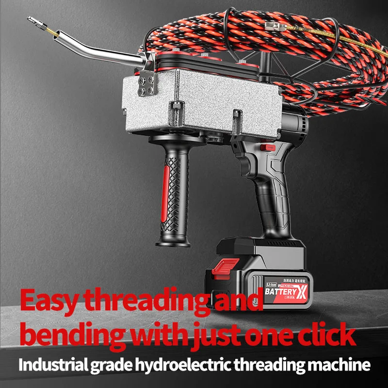 2025 Electric Brushless 30m Pipe Threading Machine Electrical Cable Cross Wire Pulling Tool Lithium Battery Threading Machine