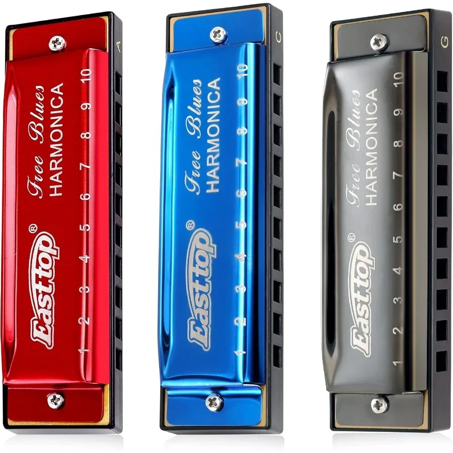 مجموعة هارمونيكا إيست توب مكونة من 310 فتحة بلوز هارب دياتونيك ماوث أورجان هارمونيكا مع 3 مفاتيح A C G للاعبي الفرقة للبالغين