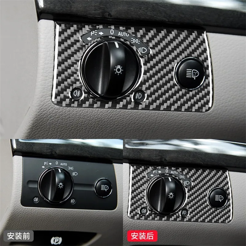 

Carbon Fiber Interior Modification Parts, Headlight Switch, Decorative Sticker, Suitable for Mercedes Benz 03-09 E-Class W211