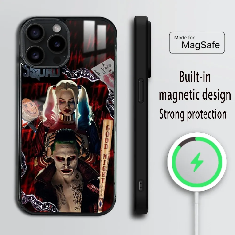 Joker H-Harleys Q-Quinns Pretty Phone Case For iPhone 16 15 14 13 12 11 Pro Max Plus Mini Magsafe Mirror Wireless Magnetic Cover