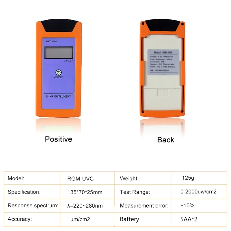 Digital RGM UVC Light Meter Spectrum 220-280NM UV Radiation Measurement High UV Lighting Measuring