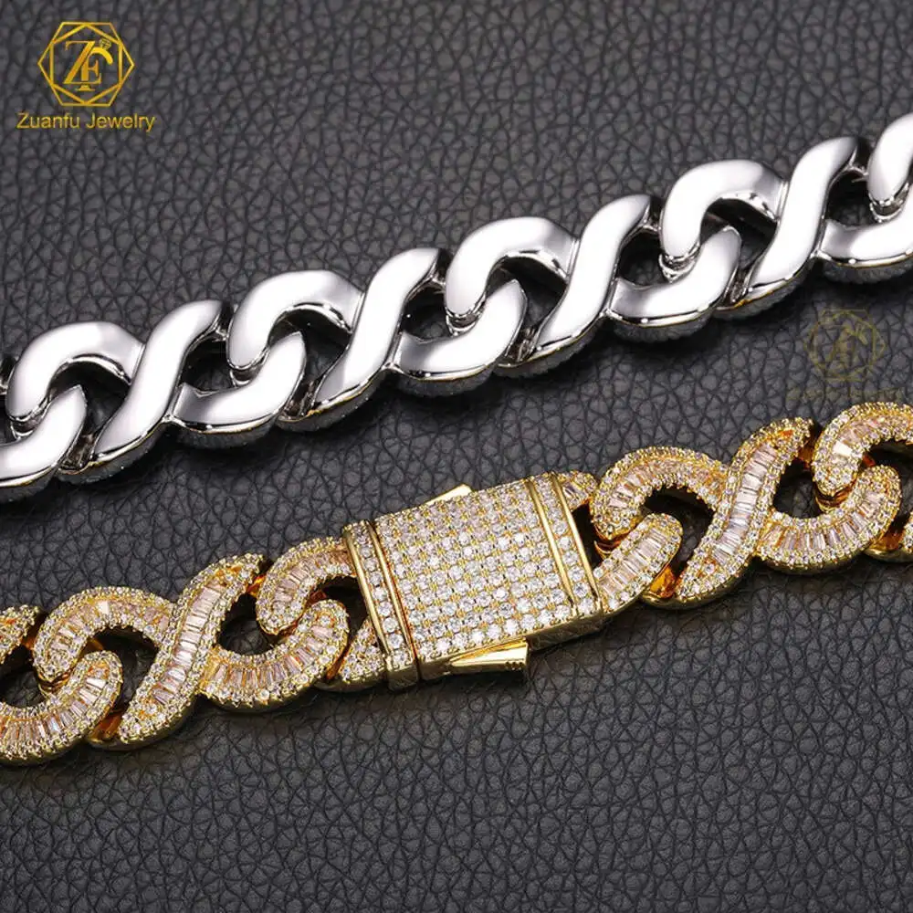 Custom Pass Diamond Test Vvs Moissanite Diamond Cuban Link Chain 8mm 10mm 12mm 14mm 18mm 19mm Hip Hop Necklace Men 925 Jewelry