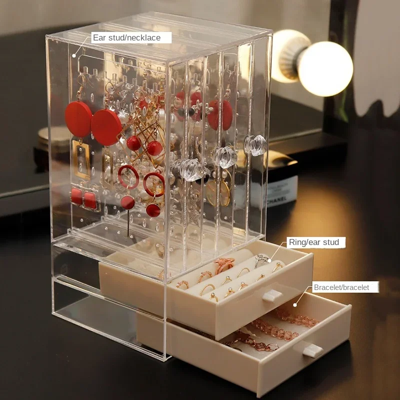 Transparent Acrylic Boxes for Jewelry Box Organizer Earring Storage Box Stand Case Necklace Girl Jewelry Display Case