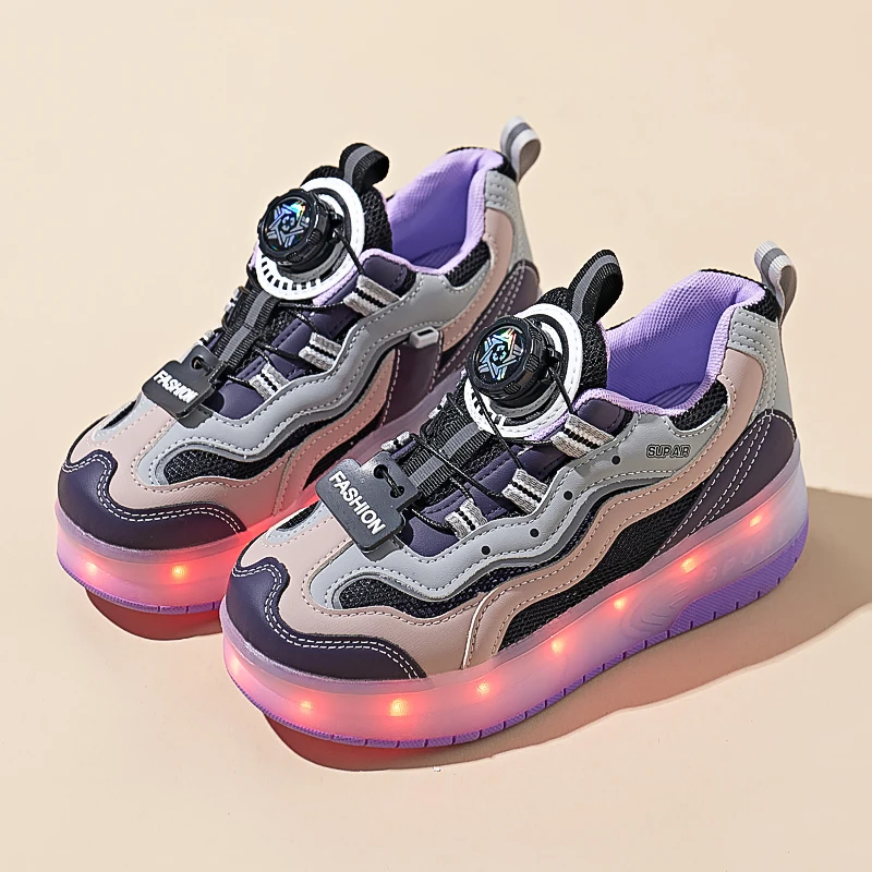 

Зимние детские износостойкие роликовые кроссовки 2025: невидимые 4-колесные автоматически выдвижные — спортивная обувь на колесиках для мальчиков и девочек