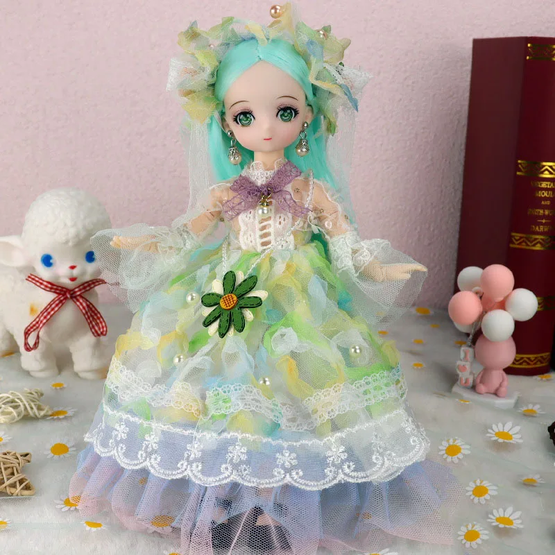 Neue 28cm Nette Anime Puppe mit Kleidung Zubehör 1/6 Bjd Cartoon Gesicht Prinzessin Puppe Kleid Up Spielzeug