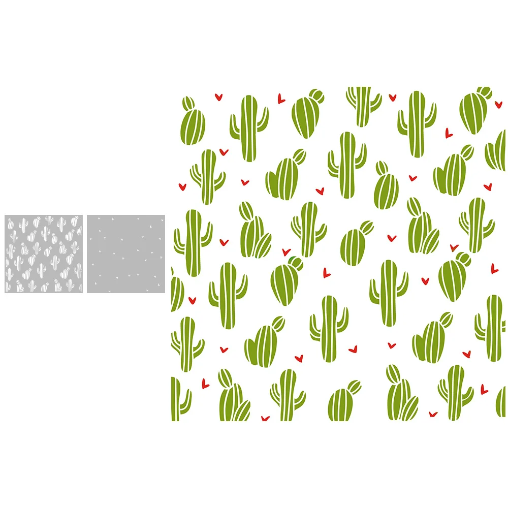 MangoCraft 2PCs Background Cartoon Cactus Stencil For Decor DIY Scrapbooking Supplies Embossing Stencils For Paper Cards Diary