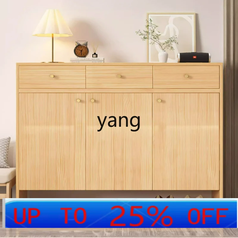 LTT pure solid wood shoe cabinet enters the door for storage and home use, multi-layer solid wood porch cabinet
