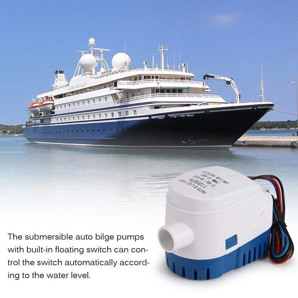 Automatic Marine Bilge Pump 1100GPH 12/24V Submersible Electric Water Pump with Float Switch for Boat Caravan RV