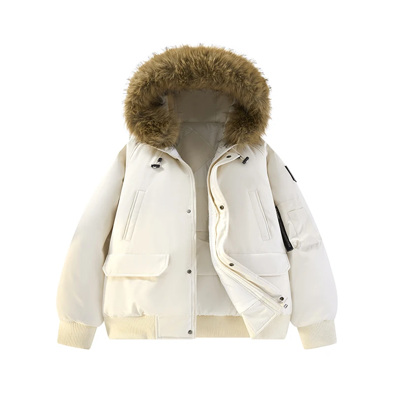 

Winter Snow Thicken Men's Down Jackets Big Real Fur Collar Overcoat Warm Parka -30 Degrees Men Casual 90% White Duck Down Coats