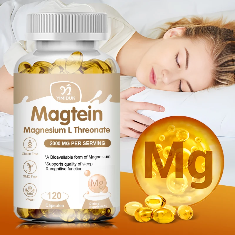 60/120 Capsules Magnesium L-threonate, Magnesium L-threonate, Brain Health, Memory & Attention, Gluten Free, Vegetarian, Non-GMO