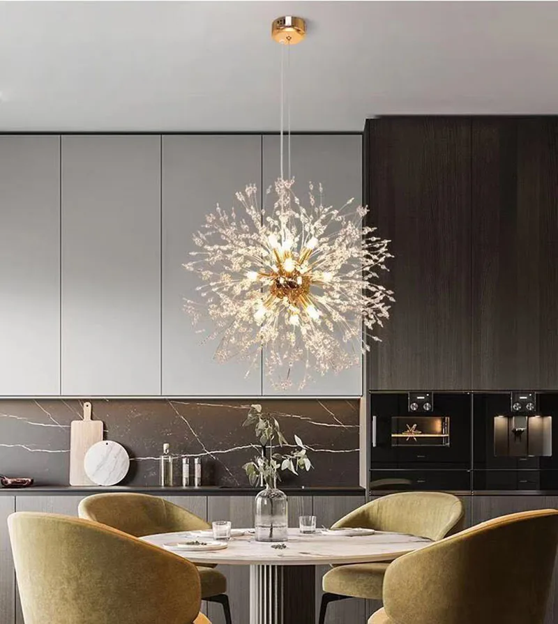 Nordic crystal chandelier modern dandelion chandelier ceiling lamp living room bedroom dining room interior decorative lamp