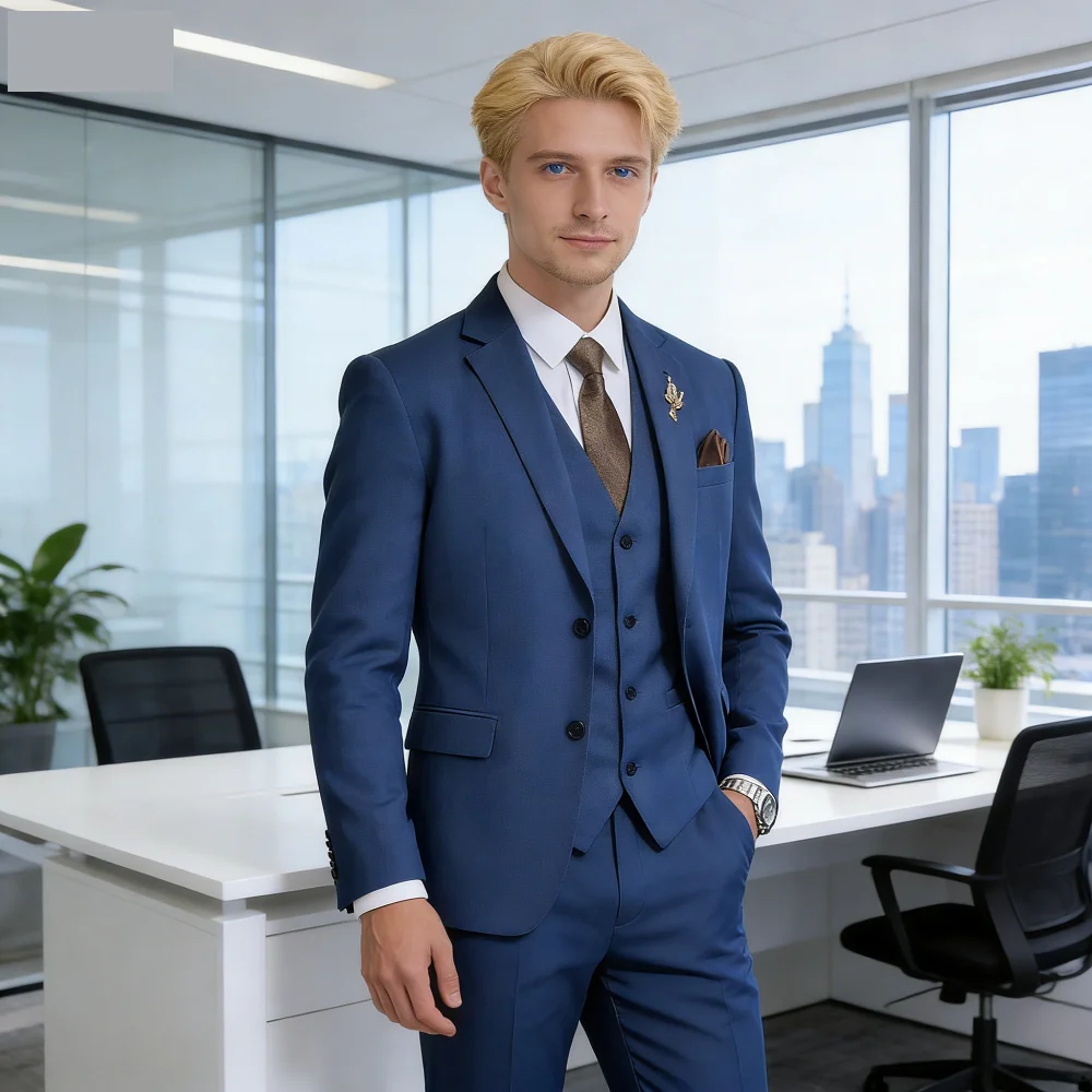 

Мужской твидовый костюм-тройка в стиле ретро, свадебный выпускной, облегающий ансамбль для курения (куртка + жилет + C) для официальных мероприятий