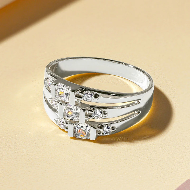 Men's Vintage CZ Simulated Diamond Multiple Rows Ring