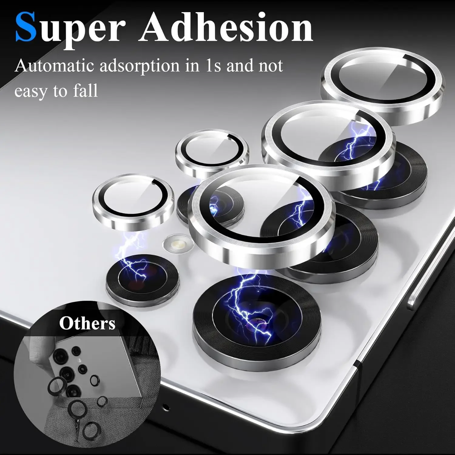 HD Camera Lens Protector For Samsung Galaxy S25 Ultra [5X Stronger] Individual Metal Ring Tempered Glass Camera Screen Protector