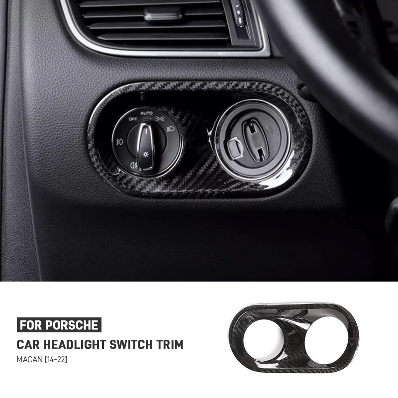 

Автомобильная ручка переключателя фар из углеродного волокна, крышка панели, рамка, наклейки для Porsche Macan 2014-2022, аксессуар для украшения интерьера