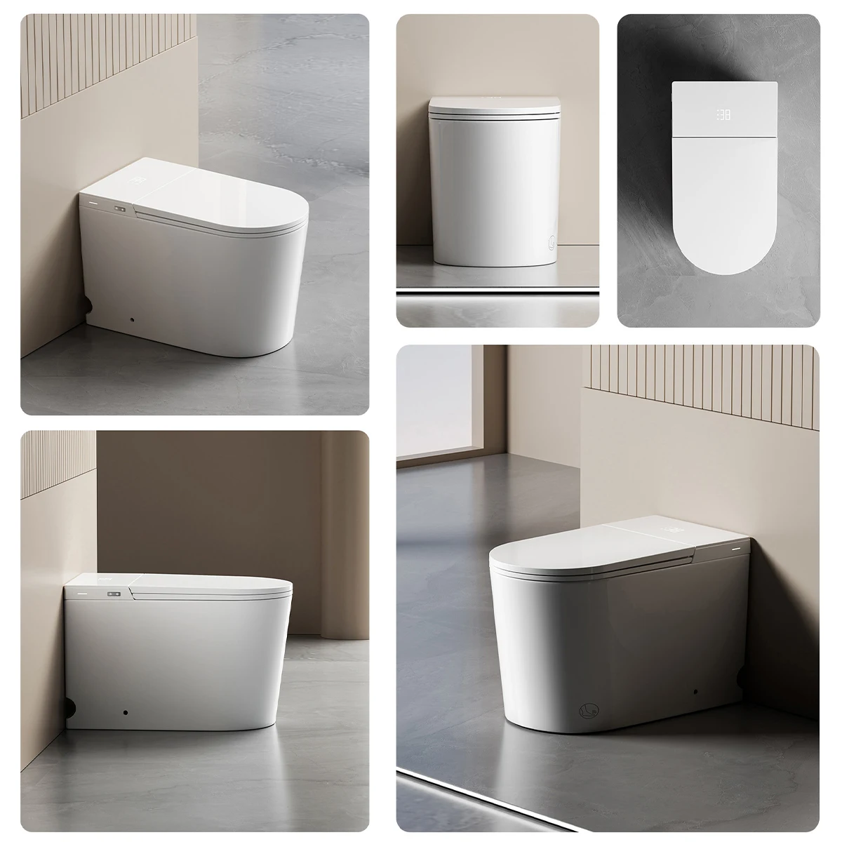 Automatic Flush Porcelain Bidet Toilet Bowl Remote Control Seat Heating Smart Wall-Mounted Air-drying Included