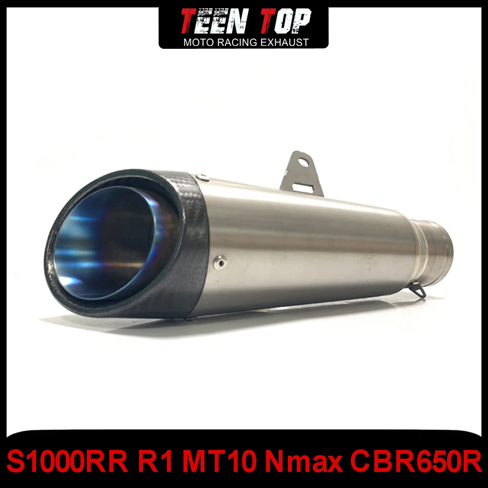 

Motor Bike Exhaust Escape Full System S1000RR R1 MT10 CBR650R 51mm Titanium Exhaust Slip on Connect Tube Carbon Fiber Endcap