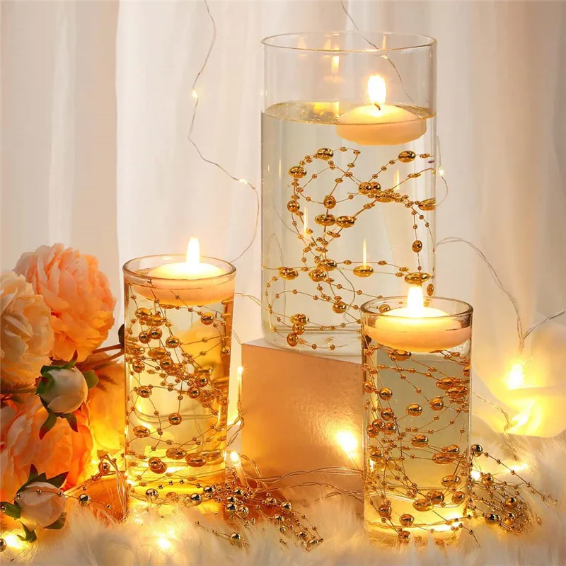 Artificial Pearls for Floating Candles Flower Beads Chain Garland Flowers Wedding Party Decoration Diy Accessories 10pcs 1m/pcs