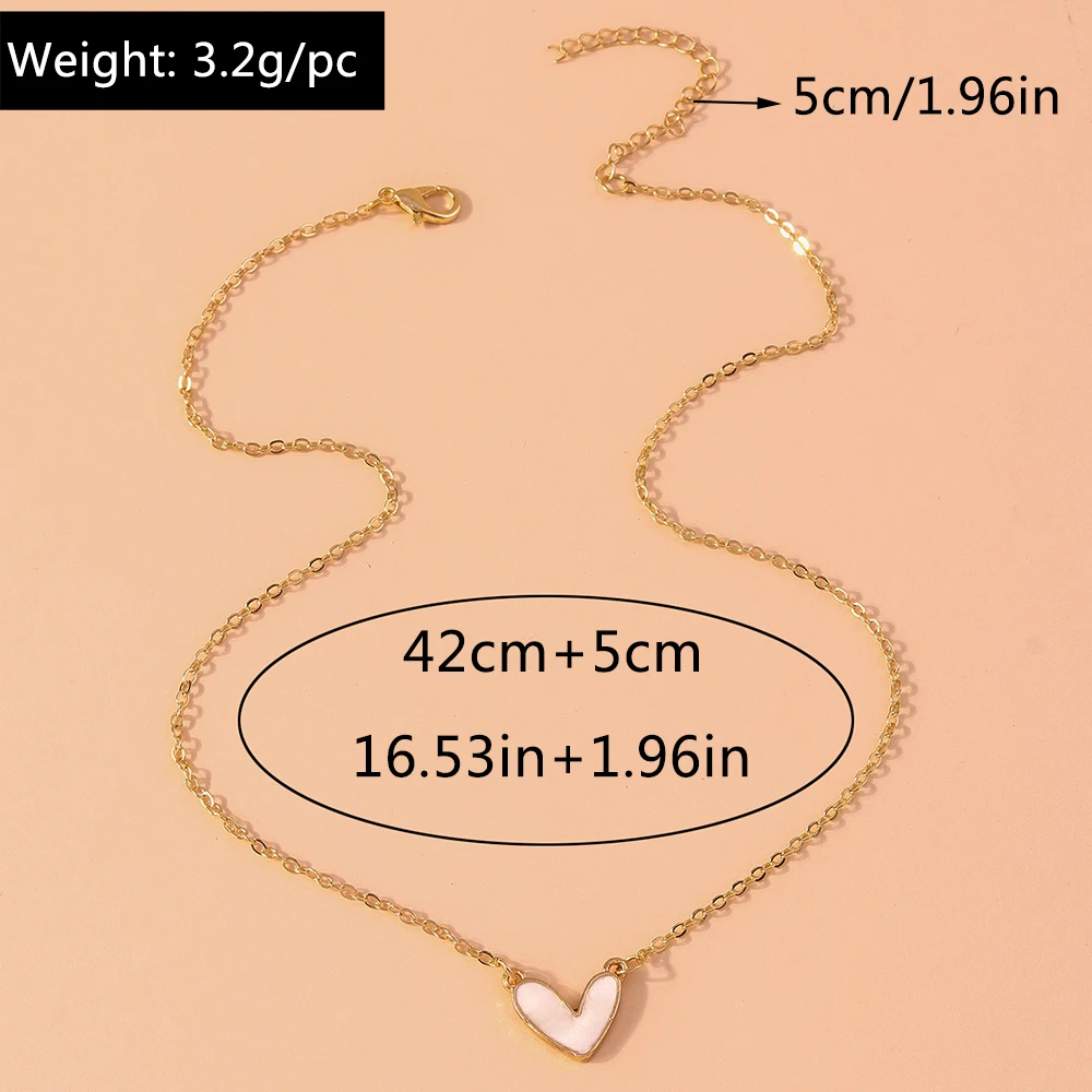 Aihua Elegante Koreanische Weiß-Rote Herz-Halsketten für Frauen und Mädchen, Schlüsselbeinkette, Valentinstag-Schmuckgeschenke – Detail 5