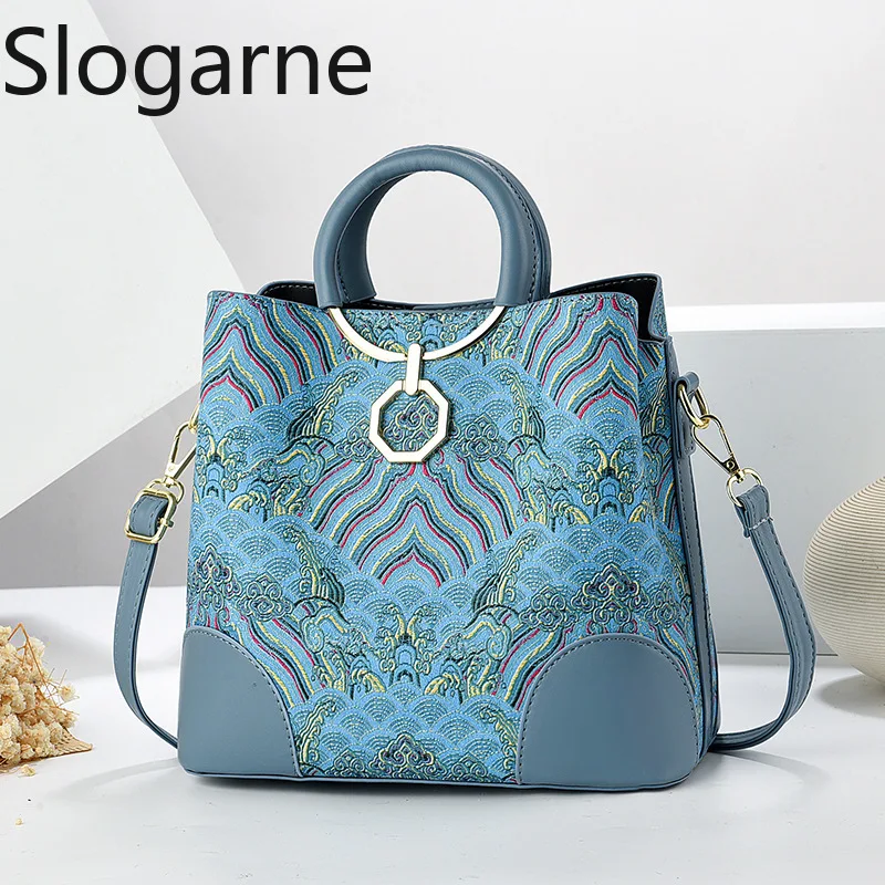 

2026 Printing Leather Handbags Womens Casual Crossbody Bags Ladies Luxury Designer Tote Bucket Bag Large Capacity Shoulder Bag