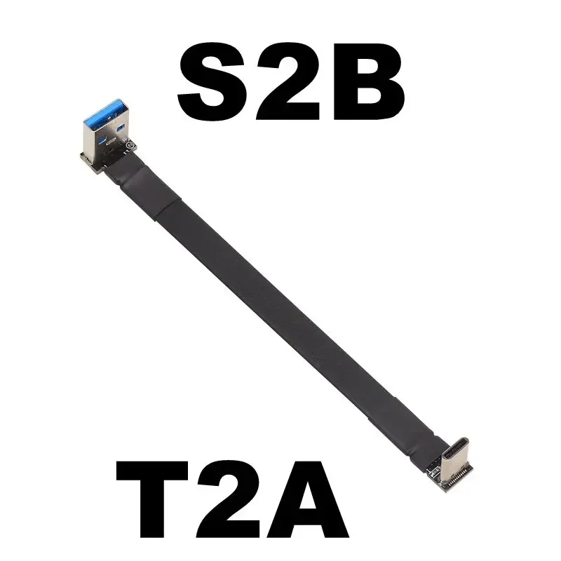 USB Type-C USB-A Ribbon Cable Flat EMI Shielding FPC USB 3.1 Type C 90 Degree Angle Connector Up Downward 3CM-3M USB 3.1 Adapter