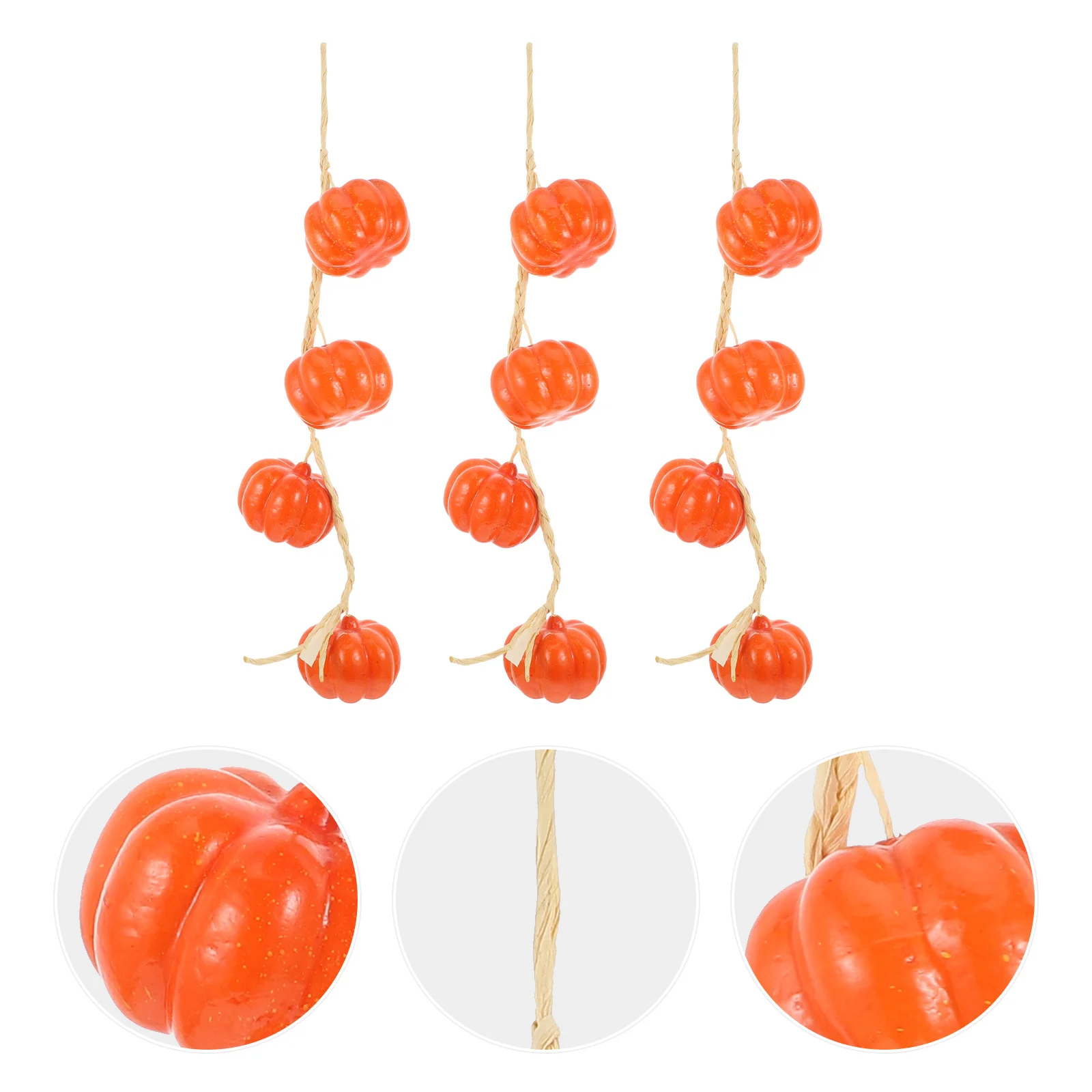 

3Pcs Artificial Pumpkin String Decorative Hanging Ornament Harvest Festival Wall Art Home Garden Decor Photo Props