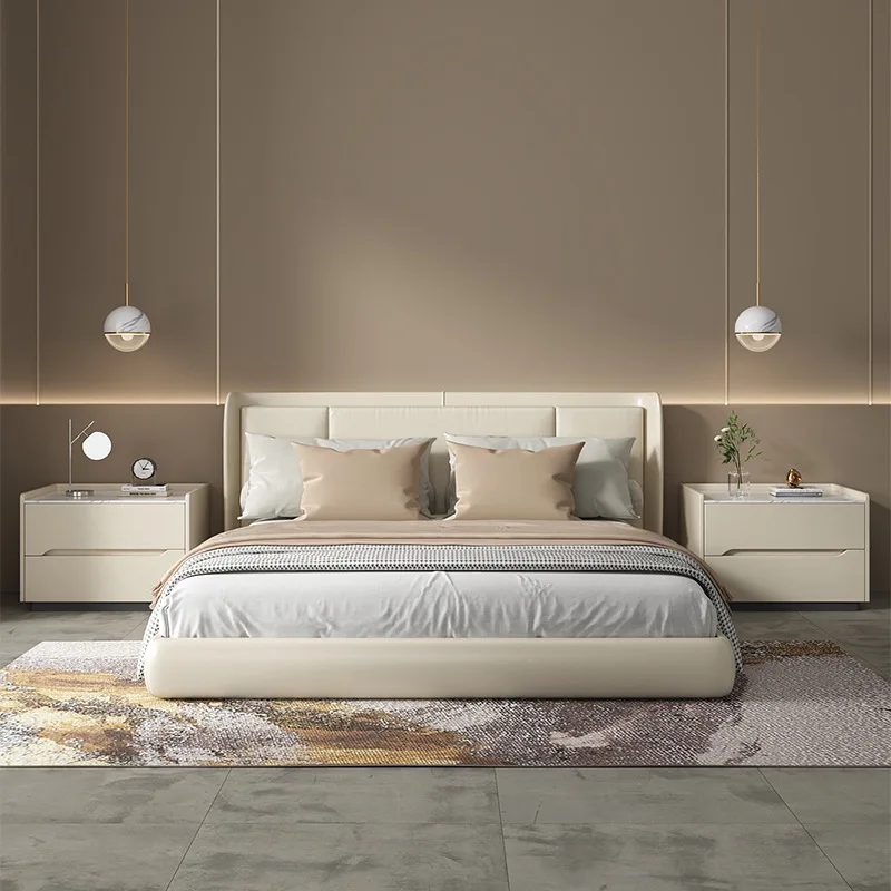 Legno massello, comodino, moderno, semplice, lusso leggero, fascia alta, camera da letto, lastra di roccia