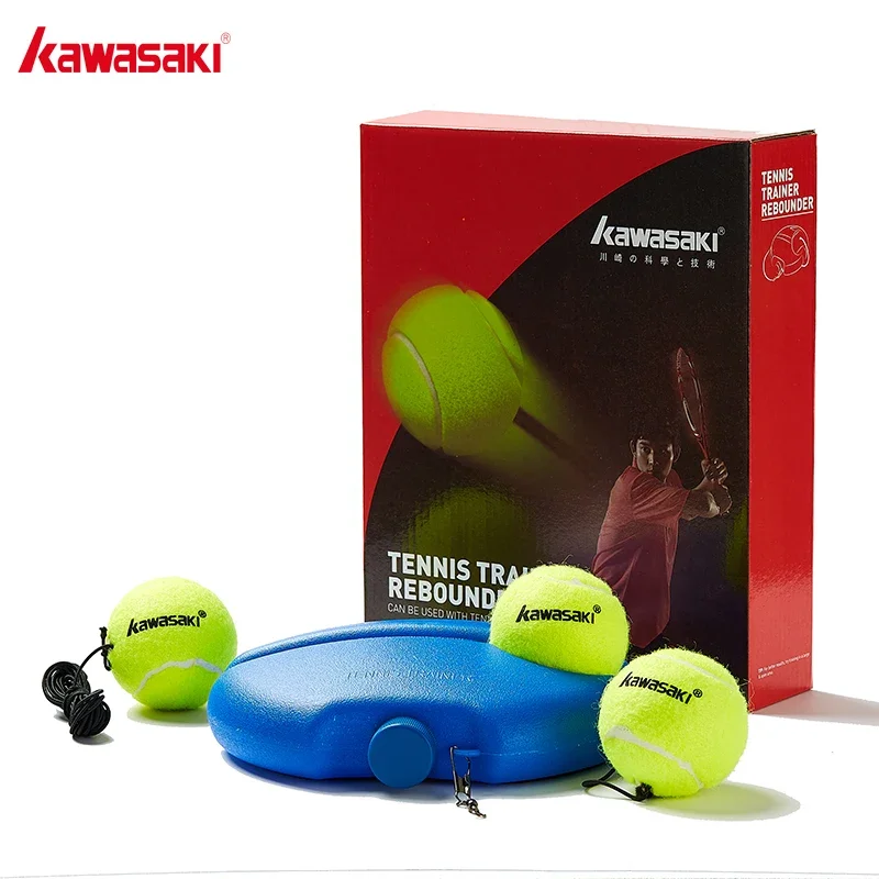 Kawasaki Heavy Duty Tennis Training Ball with Rope Self-study Exercise Rebound Ball Baseboard Sparring Device Tennis Practice